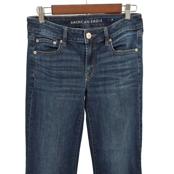 American Eagle Denim Jeans Womens Size 6 Dark Wash Super Stretch Bootcut‎ - Picture 2 of 7